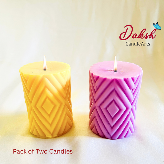 Decorative Soy Pillar Candle ( Pack of 2 )
