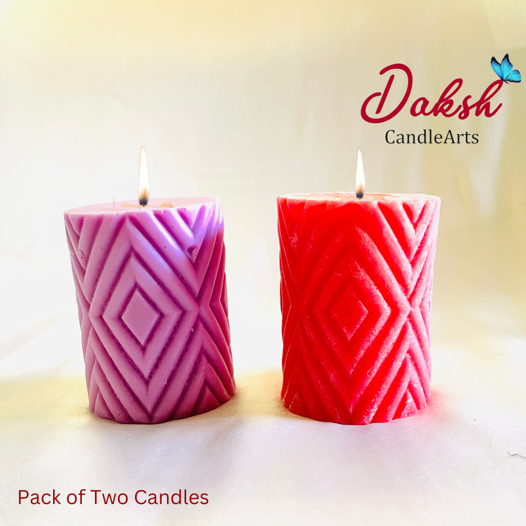 Decorative Soy Pillar Candle ( Pack of 2 )