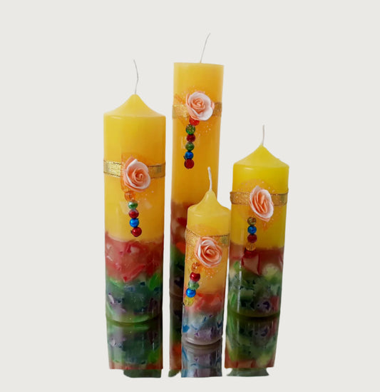 Decorative Pillar Candles Set of 4 ( Fantasia Floral Scented)