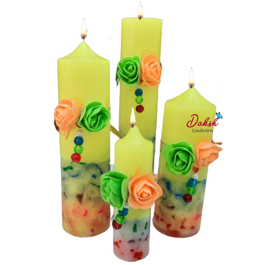 Decorative Pillar Candles Set of 4 ( Fantasia Floral Scented)