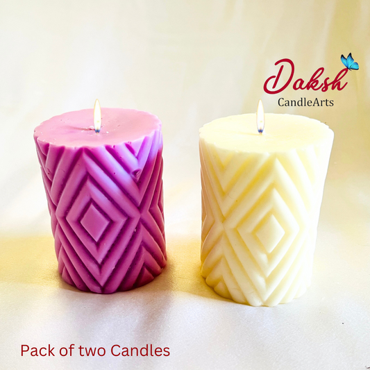 Decorative Soy Pillar Candle ( Pack of 2 )