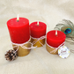 Red Golden Decorative Pillar Candles ( Pack of 1 ,2 & 3-Garden Rose )
