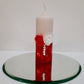 Decorative  Red & White Pillar Candles Set  ( Fantasia Floral Scented, Set of 3)