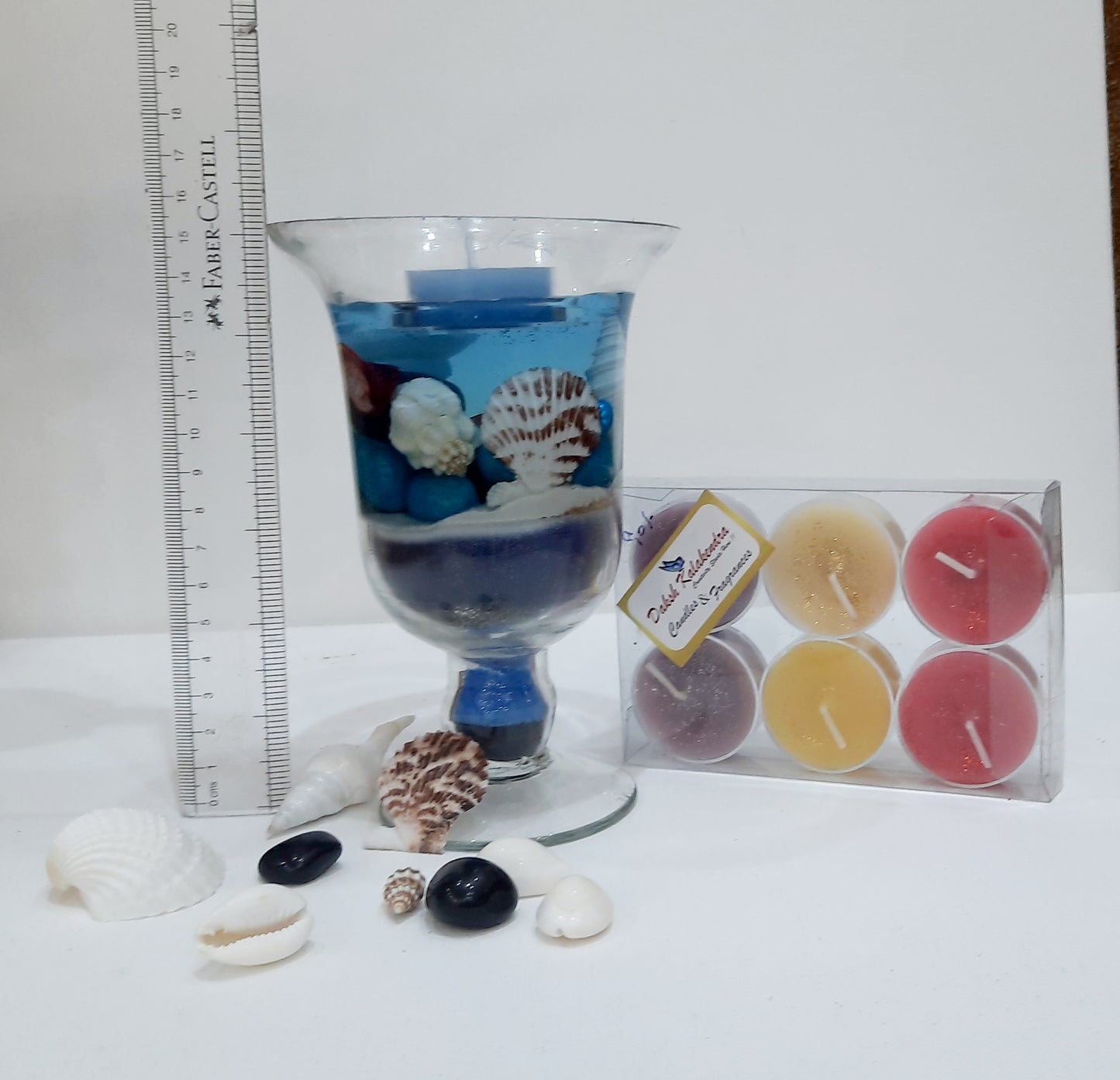 Forever Luminous Blue Sea Shell vase candle