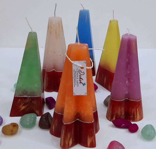 Beautiful Handpoured Colorful Multi-shaped Pillar Candles " Floral Scented" ( Set of 6)