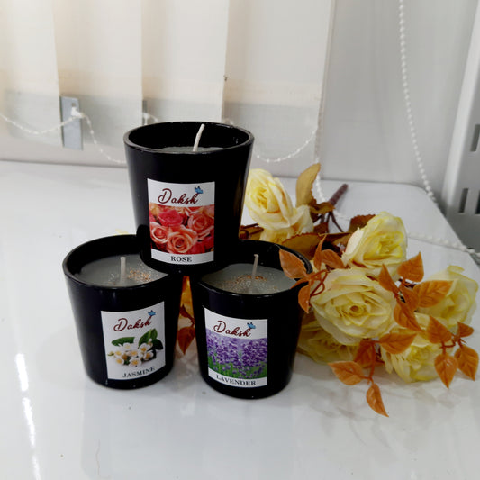 Black Soy Votive Candles , Rose lavender Jasmine scented -Pack of 3