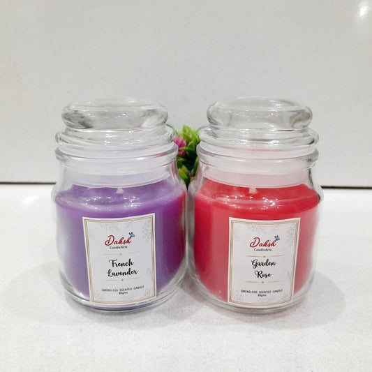 Premium Scented Yankee Soy Glass Jar Candle Pack of 2 - Rose & Lavender