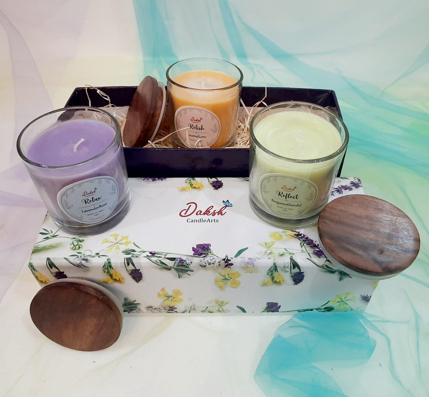 Luxury Gift Box - A collection of 3 Relax Relish & Reflect Soy scented jar candles