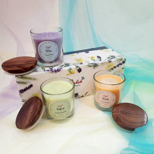 Luxury Gift Box - A collection of 3 Relax Relish & Reflect Soy scented jar candles
