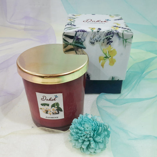 Red golden lid Jar Candle in a Luxury gift Box -Jasmine Scented