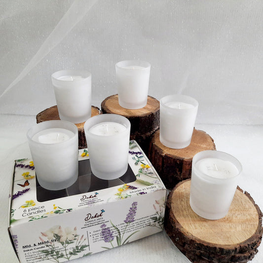 Organic Soy Frosted Votive Glass Candles Pack of 6 -Floral Scented