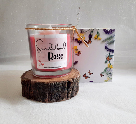 Premium Scented Natural Soy Jar Candle - Sandalwood Rose