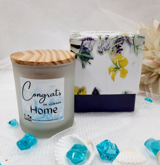 " Congrats on your New Home" Frosted Scented Jar Candle Gift Box ( Ocean Breeze Fragrance)
