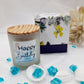 " Happy Birthday" Frosted Scented Soy jar candle in a  Gift Box ( Lavender.Sandalwood)