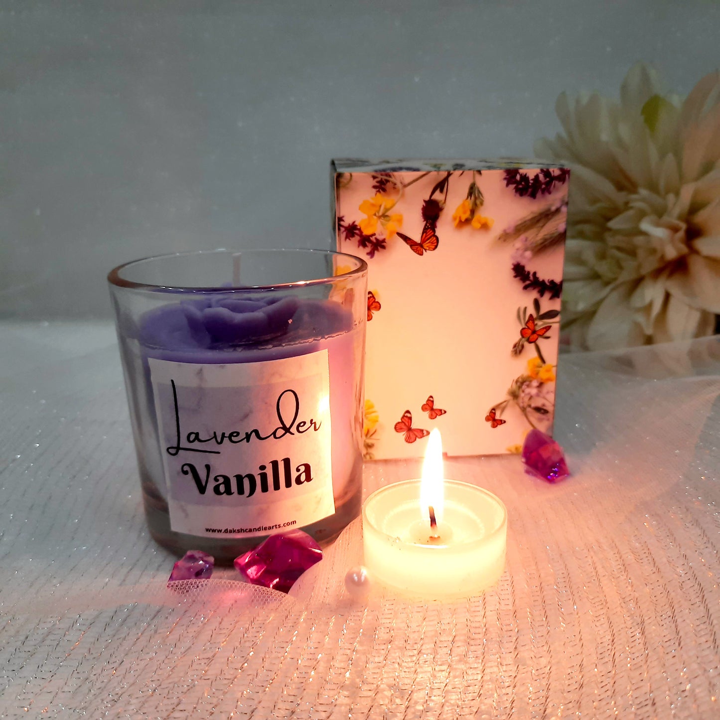 Premium Scented Natural Soy Jar Candle - Lavender Vanilla