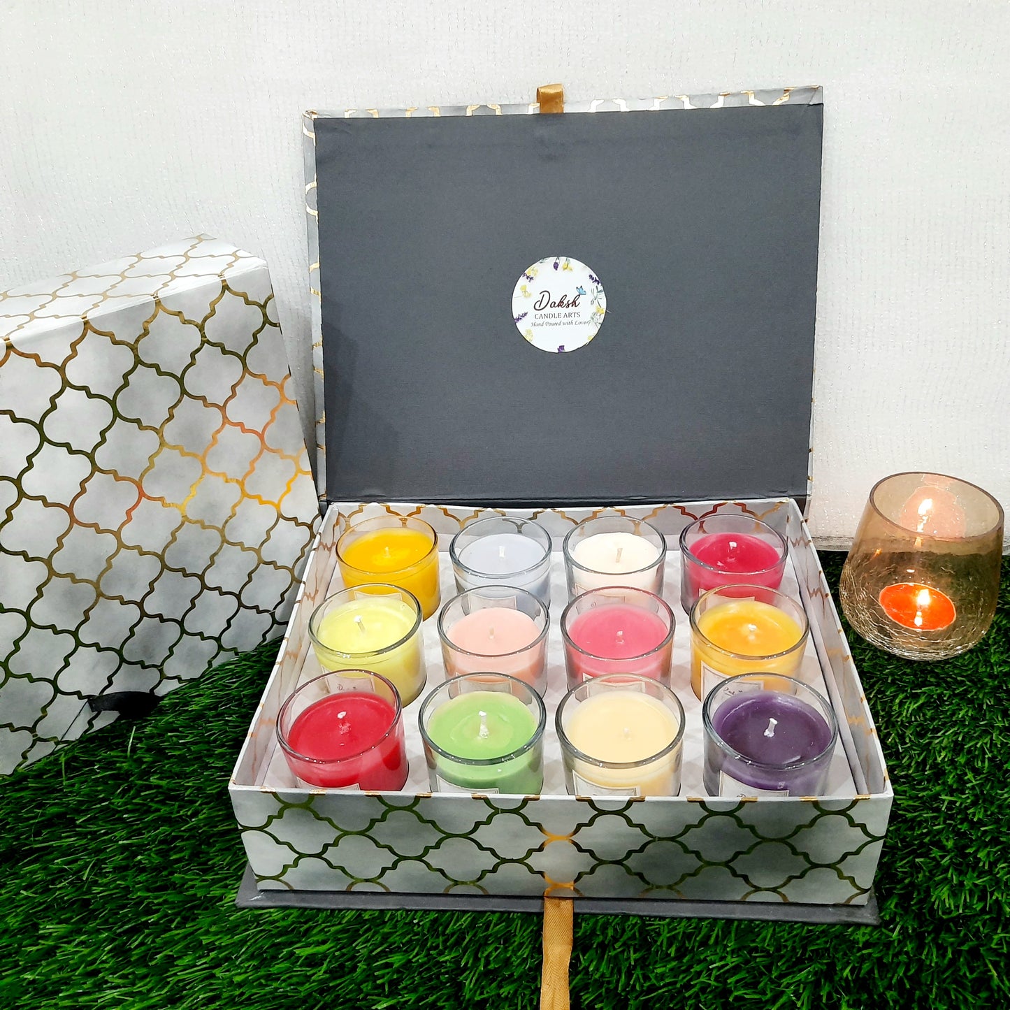 Luxurious Gift Box :12 Unique Aroma Soy Shot Glass Votives