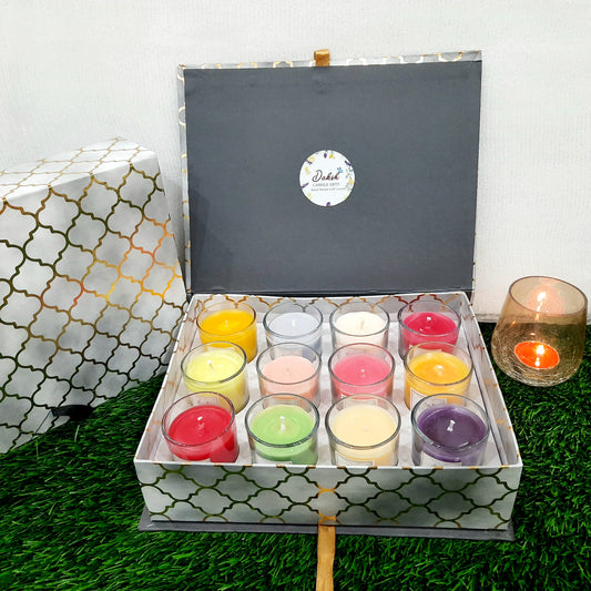 Luxurious Gift Box :12 Unique Aroma Soy Shot Glass Votives