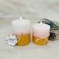 Handpoured  White Golden Scented Pillar Candle ( Pack of 2- Vanilla Scented)