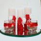 Beautifully hand designed  Red & White Pillar Candles( Floral Scented , Set of 5 )