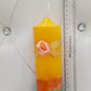 Beautifully hand designed Yellow Multi  color pillar candles set of 4 ( Floral Scented)