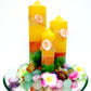 Beautifully hand designed Multi color pillar candles set of 3 ( Floral Scented)