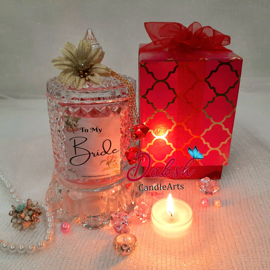 " To My Bride" Rich & Luxury Soy Crystal jar Candle in a Gift Box ( Lavender I Rosemary)