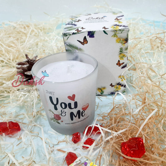 " You & Me" Frosted jar candle (Lavender Rose Scented )