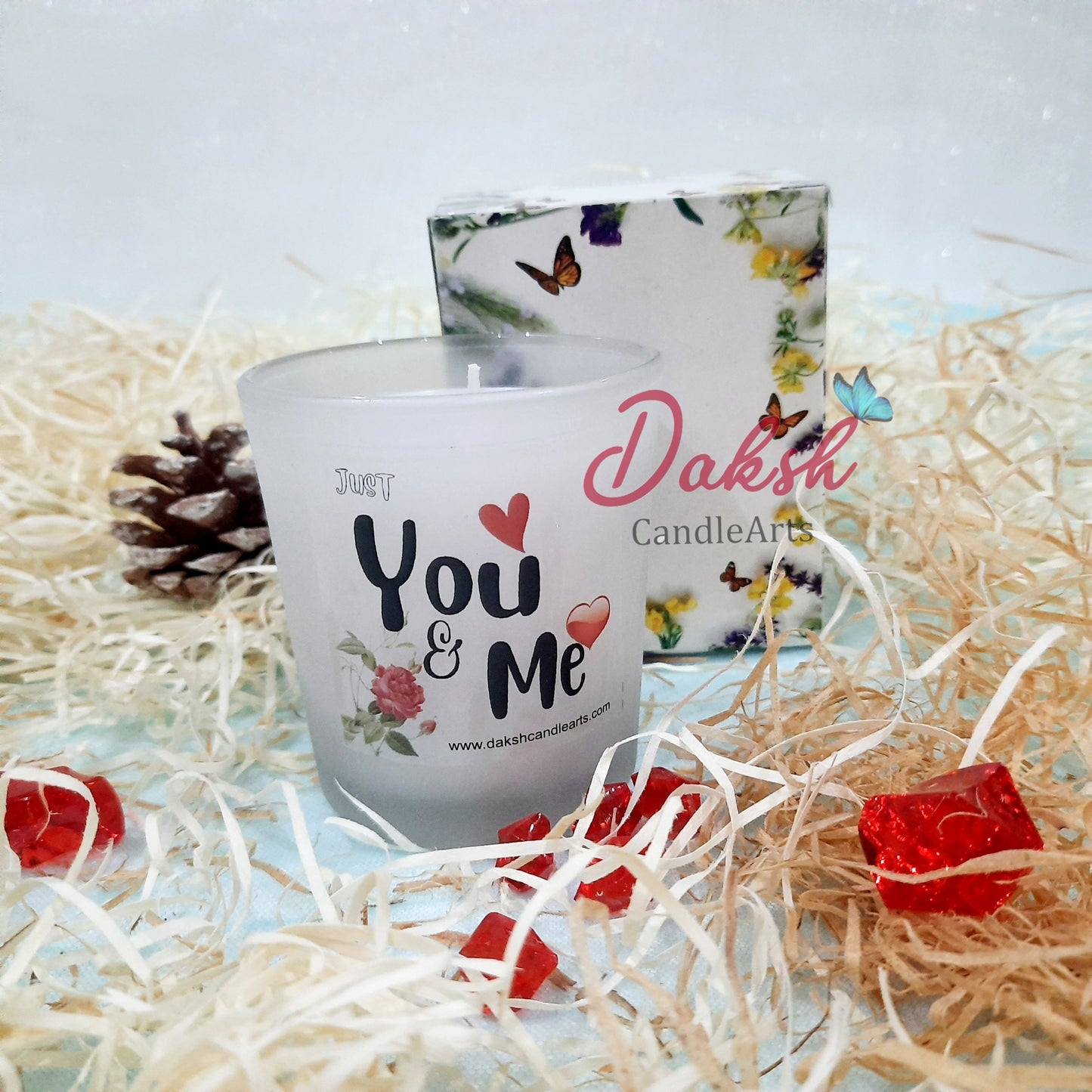 " You & Me" Frosted jar candle (Lavender Rose Scented )