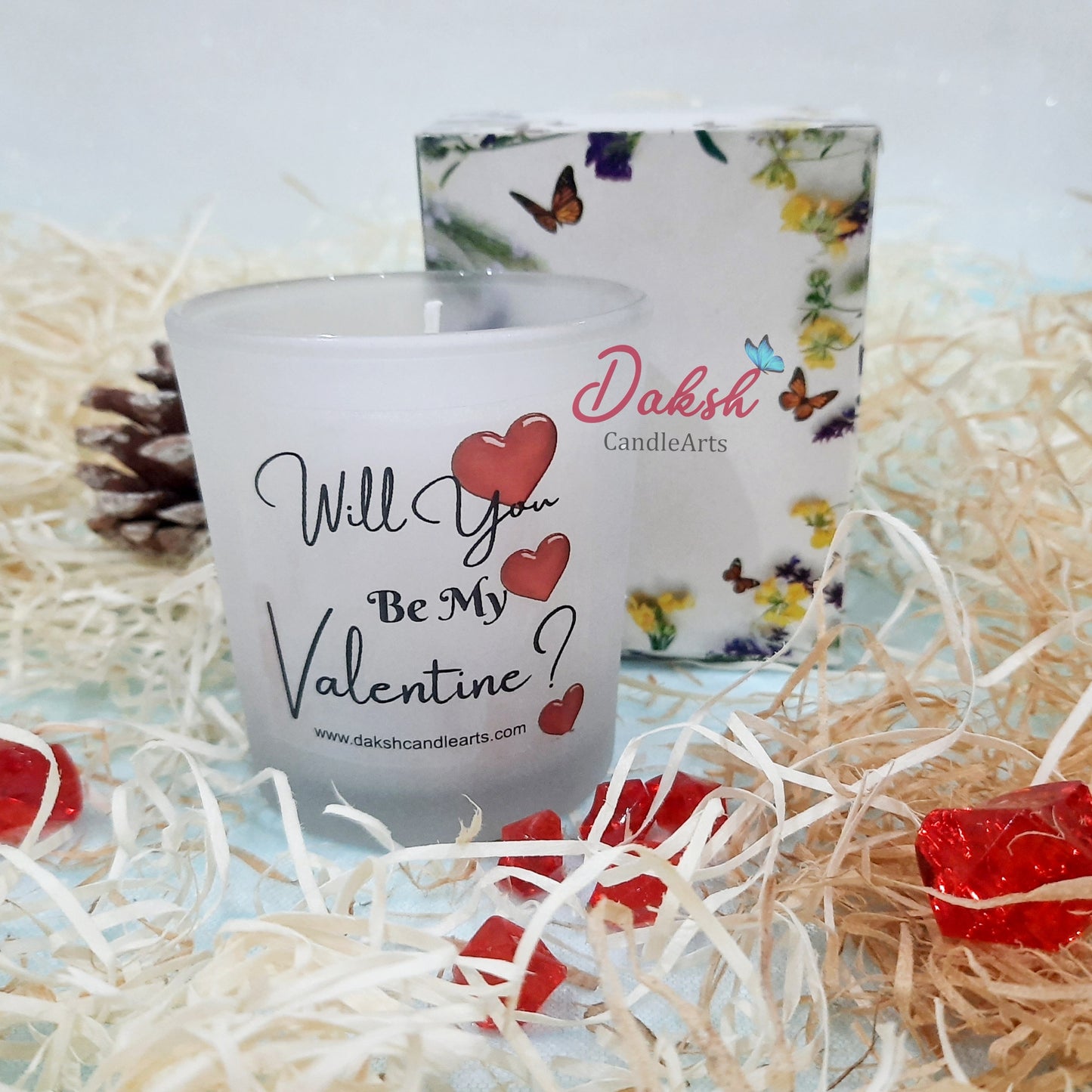 " Will you be my Valentine " Frosted jar candle Lavender Vanilla Scented