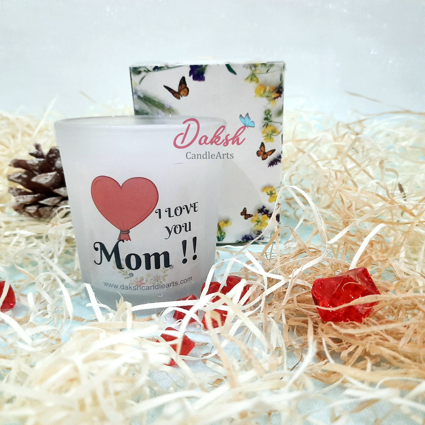 "Mom i love you" Frosted Jar Candle Lavender Sandalwood Scented