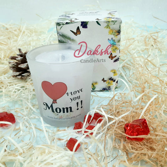 "Mom i love you" Frosted Jar Candle Lavender Sandalwood Scented