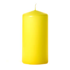 Handpoured Environment-Friendly Organic Soy Sandalwood Scented yellow  Pillar candle