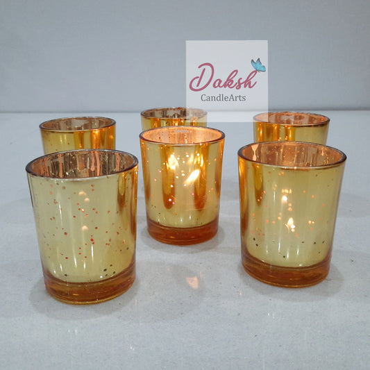 Gold Mercury Finish Candle Holders for Decoration ( Pack of 6)