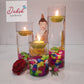 Cylindrical Glass Candle Holders Set of 3 ( Free Filler stones & Floating candles )