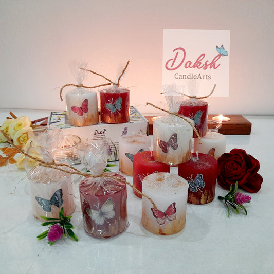 Ecofriendly Soy Wax Candles Red & White -Floral Scented -Pack of 6