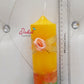 Beautifully hand designed Yellow Multi color pillar candles set of 5 ( Floral Scented)